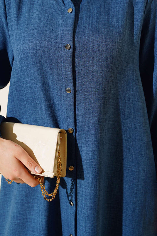 Double Breasted Button-Down Suit in Indigo