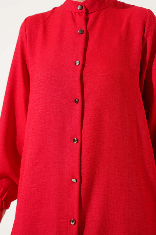 Costume croisé boutonné rouge