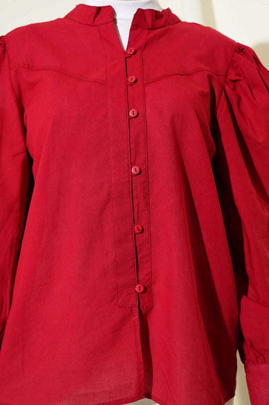 Chemise britannique à col boutonné bordeaux