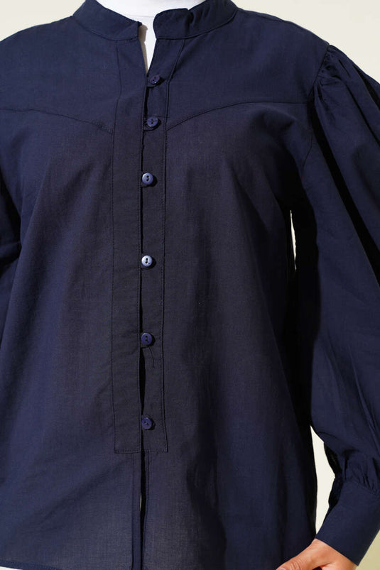 British Button-Down Shirt Navy Blue