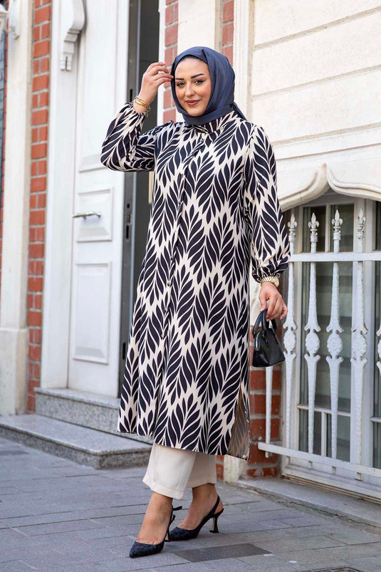 Buttoned Collar Two-Piece Set Black