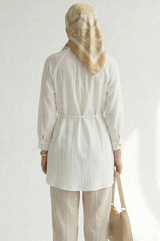 Hakim Collar Buttoned Shirt Ecru