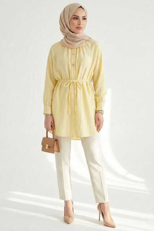 Hakim Collar Buttoned Shirt Yellow