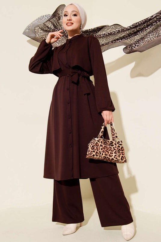 Hakim Yaka Pelerinli Loyşa İkili Takım Kahve