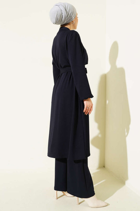 Ensemble double Hakim Yaka avec pèlerine Loyşa Bleu marine