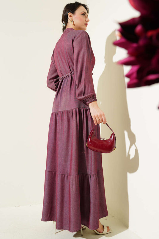 Robe à col mandarin à demi-boutonnage