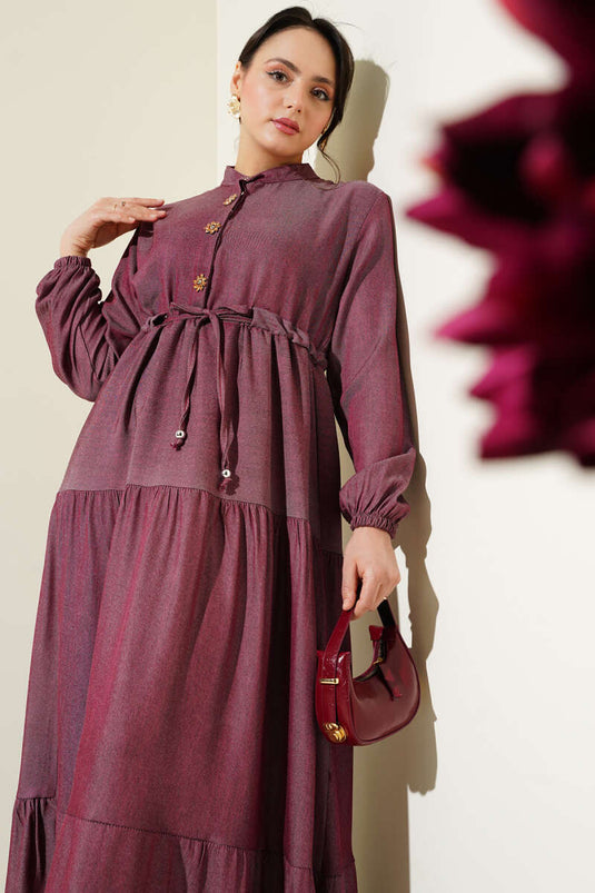 Robe à col mandarin à demi-boutonnage