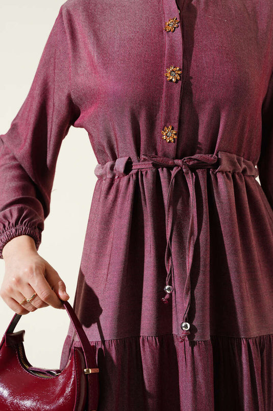 Robe à col mandarin à demi-boutonnage