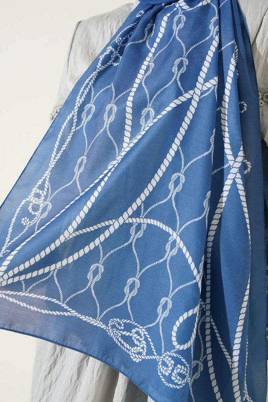 وشاح ناعم بنقشة حبل، أزرق فاتح