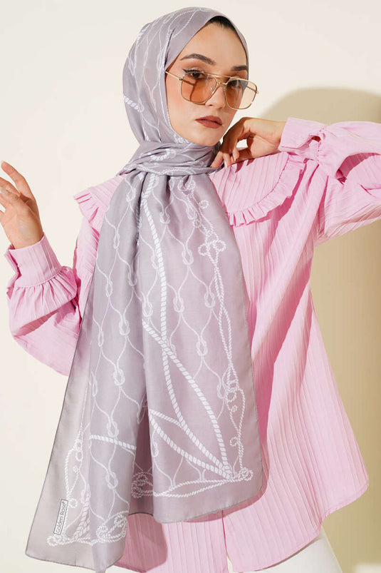 Halat Desenli Soft Şal Taş