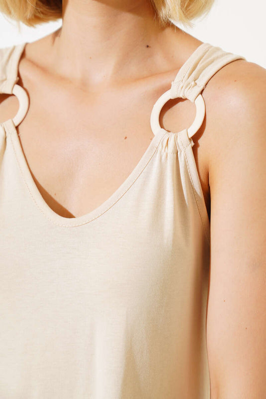 فستان بحزام خواتم بيج