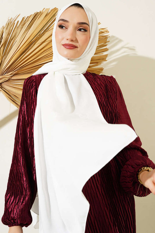 شال جاكار بنمط خاتم باللون الأبيض -09