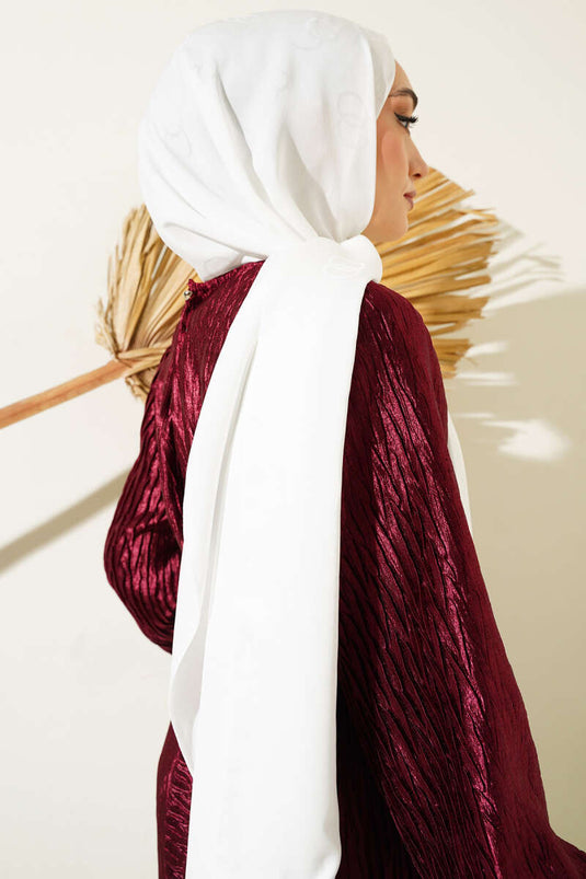 شال جاكار بنمط خاتم باللون الأبيض -09