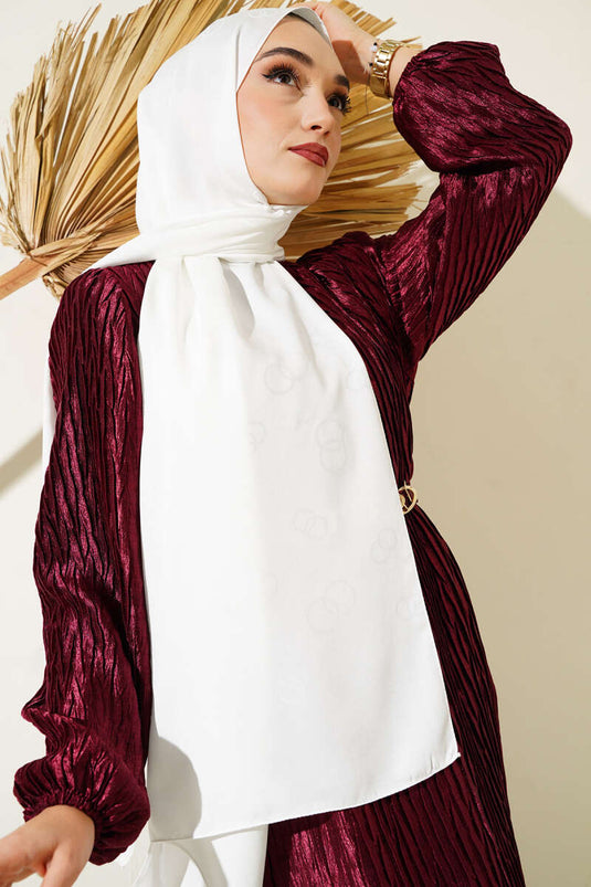 شال جاكار بنمط خاتم باللون الأبيض -09