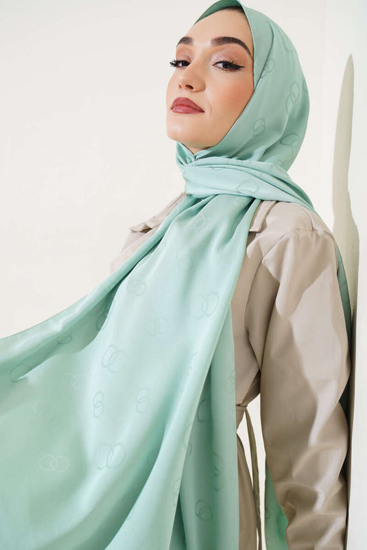 شال جاكار بنمط خاتم فستقي أخضر