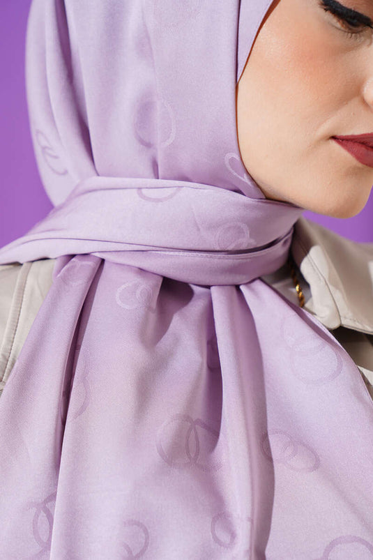 Circle Pattern Jacquard Shawl Lilac