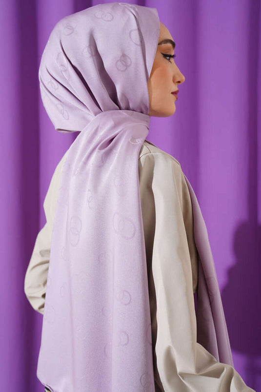 Circle Pattern Jacquard Shawl Lilac