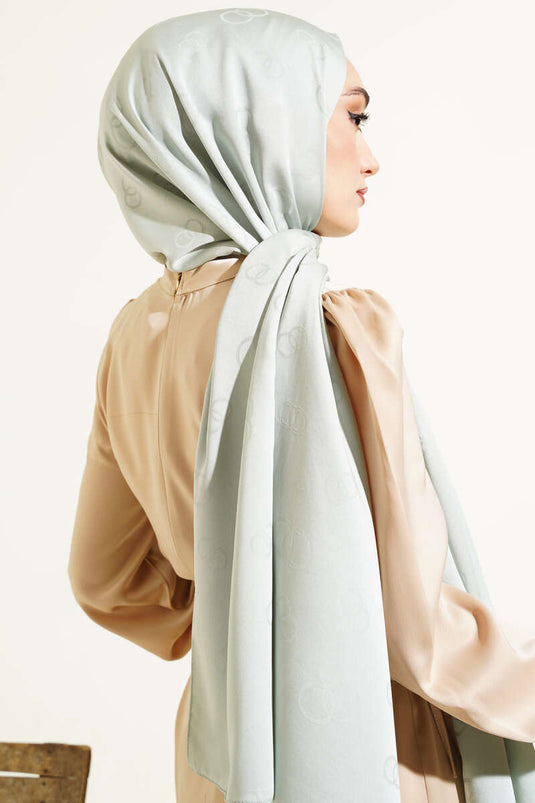 شال جاكار بنمط خاتم أخضر نعناعي -87