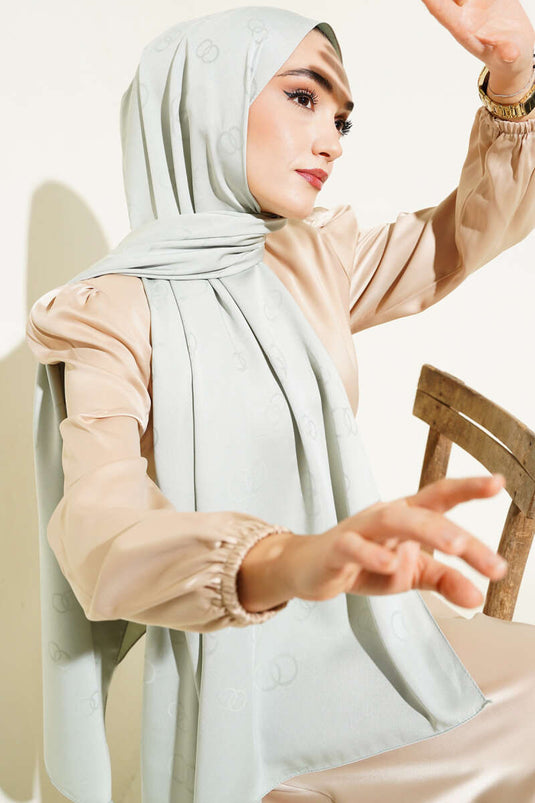 شال جاكار بنمط خاتم أخضر نعناعي -87