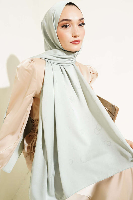 شال جاكار بنمط خاتم أخضر نعناعي -87