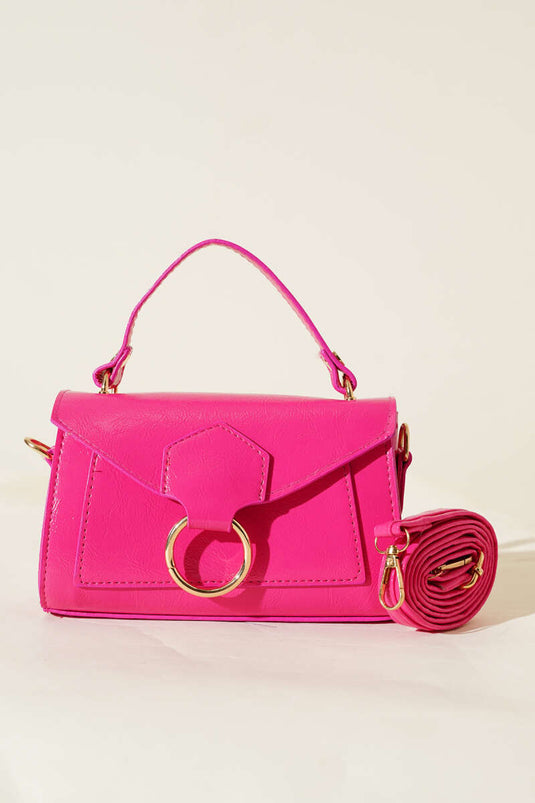 Ring Detail Patent Leather Bag Fuchsia