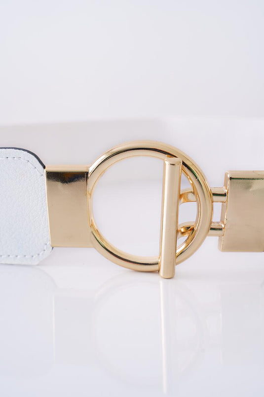 Weißer elastischer Gürtel mit Ringverschluss