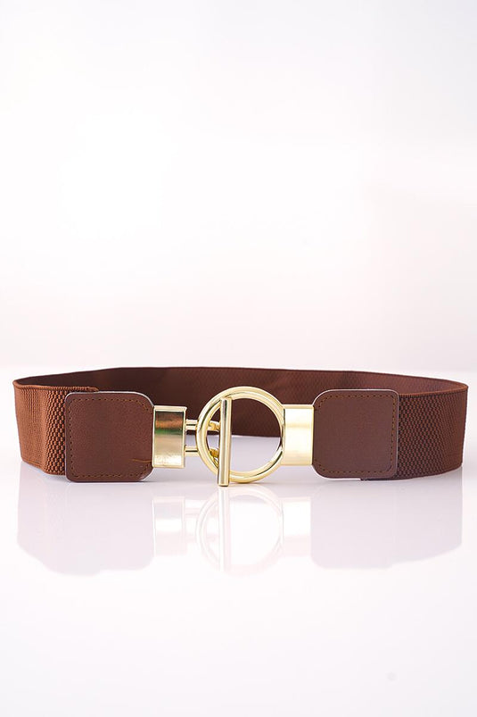 Ceinture élastique beige à anneau