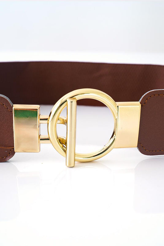 Ceinture élastique beige à anneau