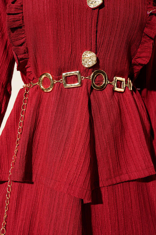 Kettingriem met vierkant symbool, goudkleurig