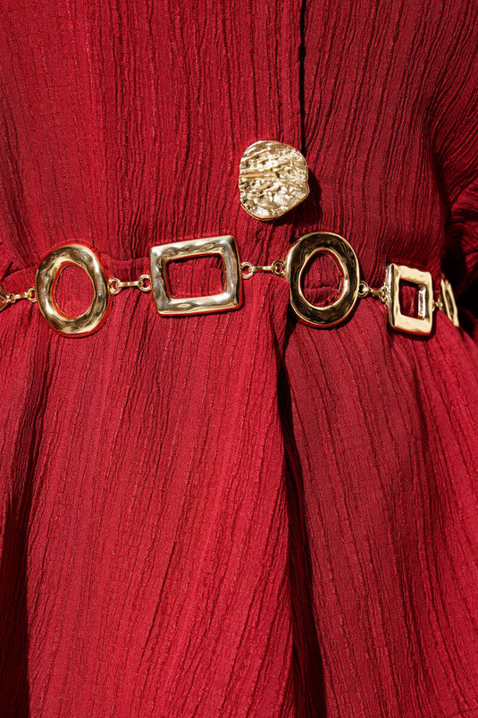 Kettingriem met vierkant symbool, goudkleurig