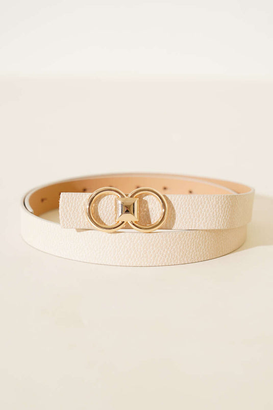 Ceinture fine beige à boucle Halka