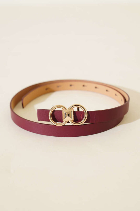 Ceinture fine bordeaux à boucle ronde