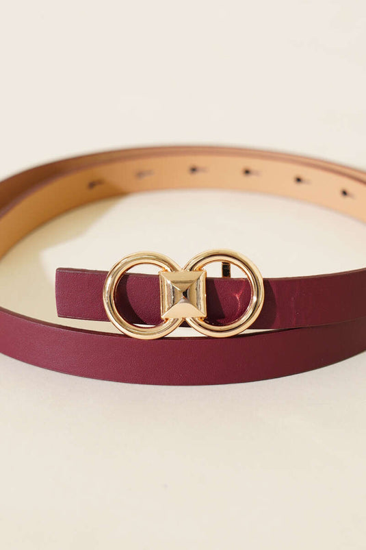 Ceinture fine bordeaux à boucle ronde