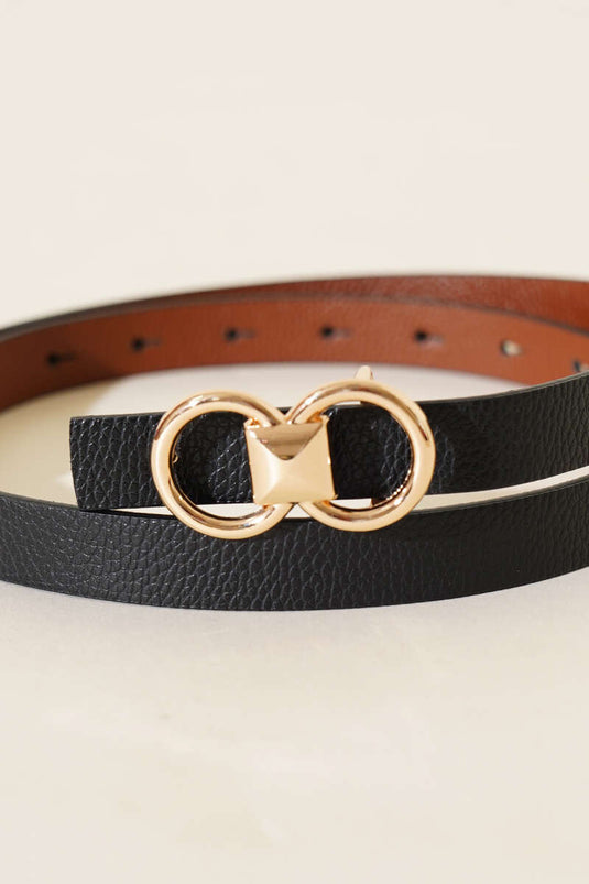 Dunne riem met ringgesp, zwart