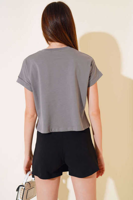 Happines pailletten T-shirt gerookt