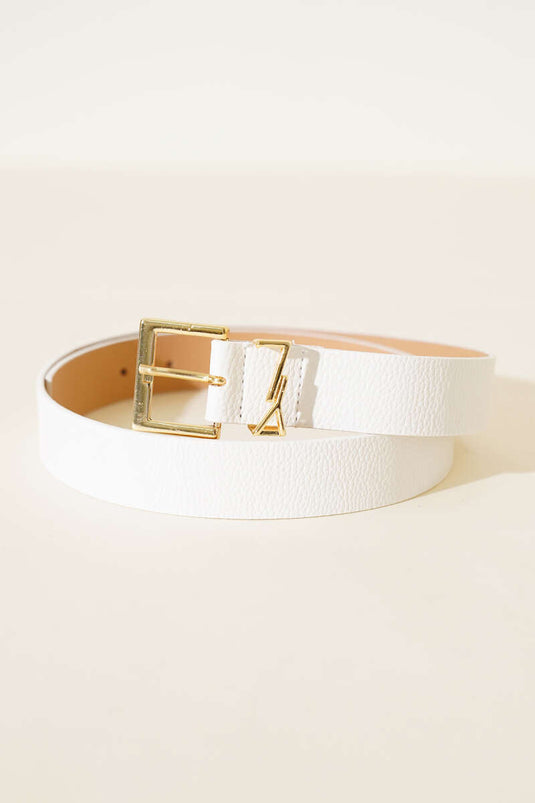 Letter Logo Belt White