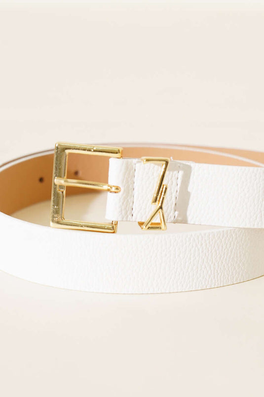 Letter Logo Belt White