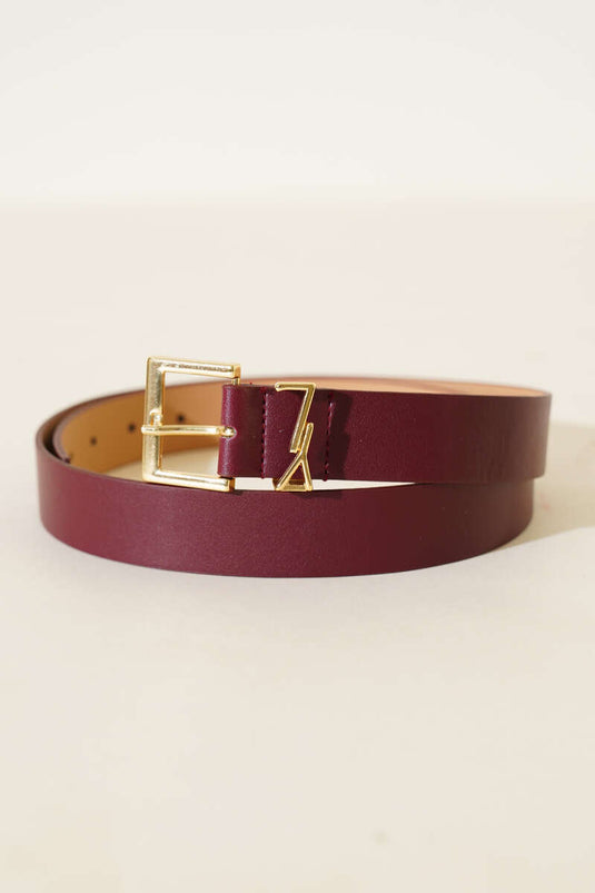 Letter Logo Belt Burgundy
