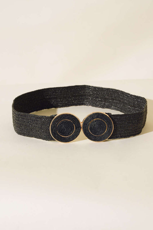 Ceinture en paille noire à boucle ovale