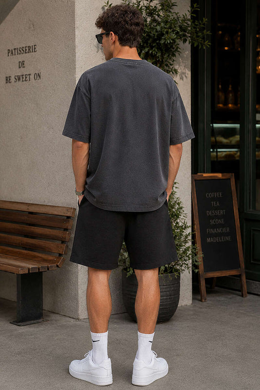 T-shirt oversize homme Heavy Baskılı noir