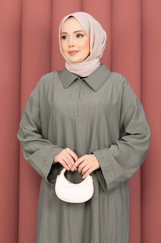 Ensemble tunique Hira à demi-fermeture éclair kaki