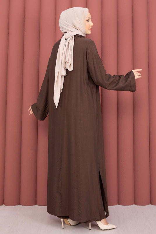 Ensemble tunique Hira à demi-fermeture éclair marron