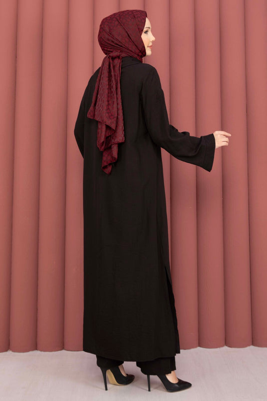 طقم تونيك هيرا بسحاب نصف طويل أسود