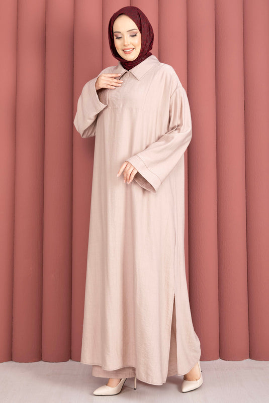 Ensemble tunique Hira à demi-fermeture éclair, couleur pierre
