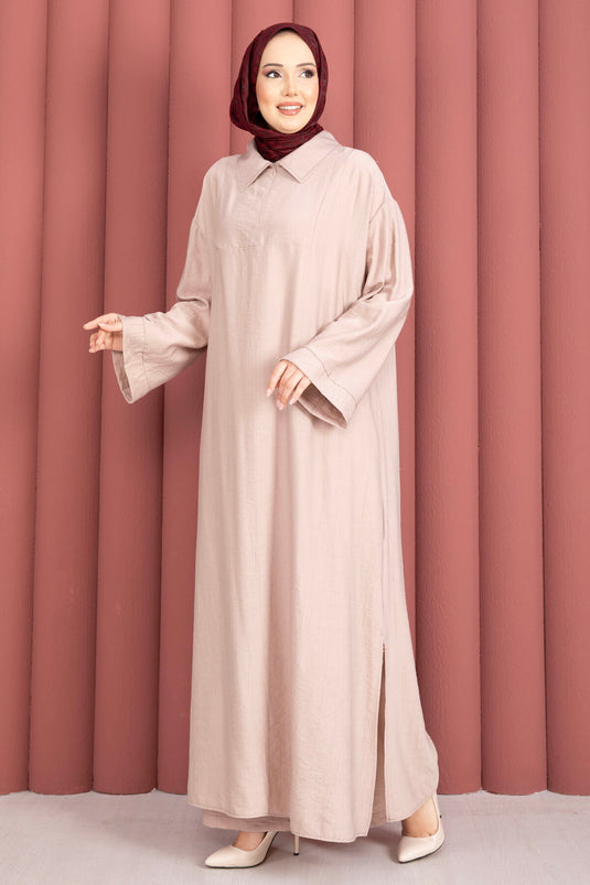 Ensemble tunique Hira à demi-fermeture éclair, couleur pierre