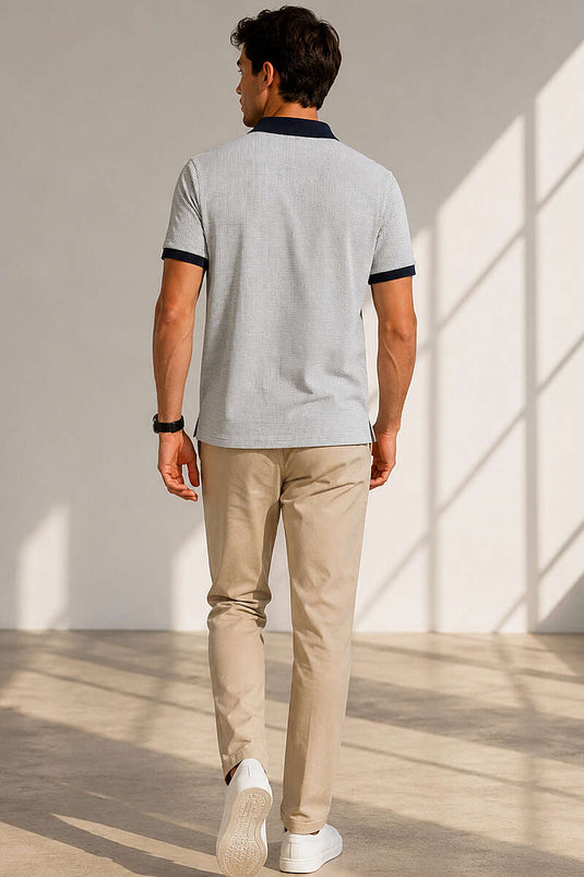 T-shirt homme à rayures verticales avec col polo blanc