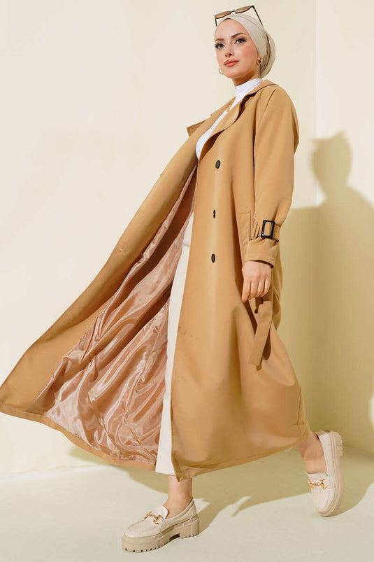 Trench-coat doublé et ceinturé Camel