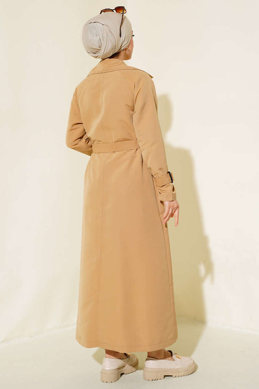Trench-coat doublé et ceinturé Camel