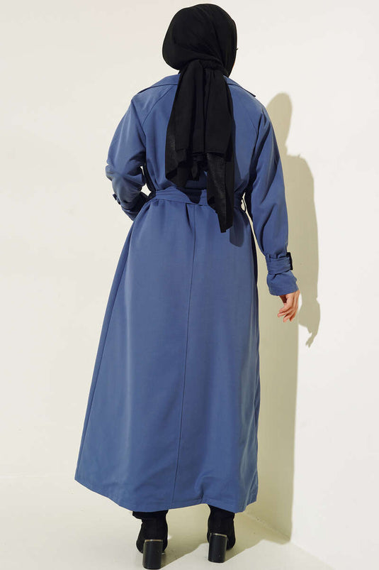 Lined Belted Trench Coat Indigo