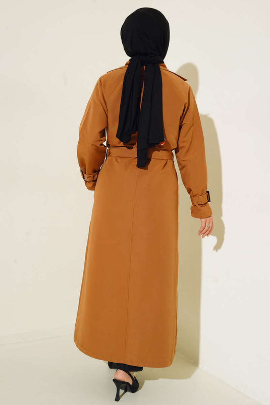 Lined Belted Trench Coat Tan